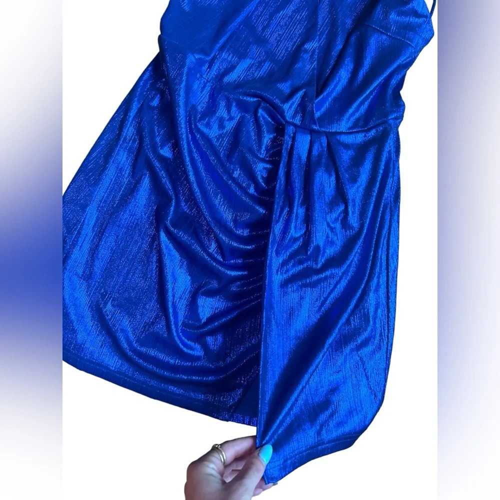 Superdown Claudette Cutout Blue Metallic Mini Dress Size Medium NWOT - Picture 7 of 14